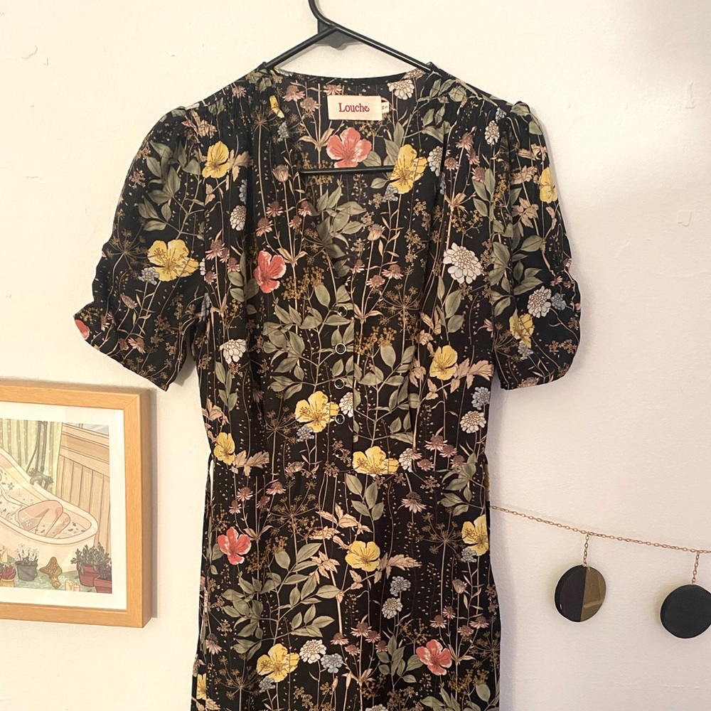Louche Tea Length Forest Dress